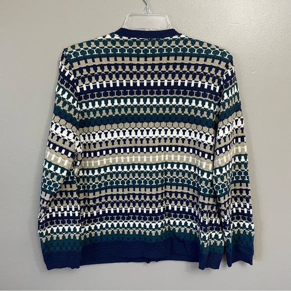 Vintage Alfred Dunner Button Up Sweater Cardigan Med petite Striped Geometric - Picture 4 of 8